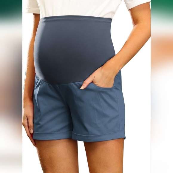 NWT Maacie Woman's Maternity Full Panel Casual Shorts, Folded Hem - Picture 4 of 9